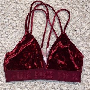 Pink velvet bralette